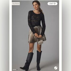 By Anthropologie Long-Sleeve Lace Crew-Neck Top Size L New